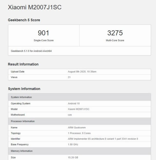 Xiaomi Mi 10 Ultra passes by Geekbench day before announcement