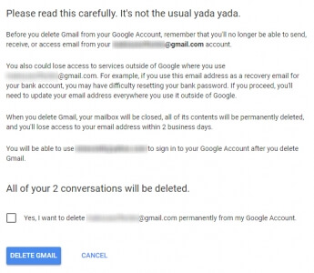 Gmail Delete Confirmation